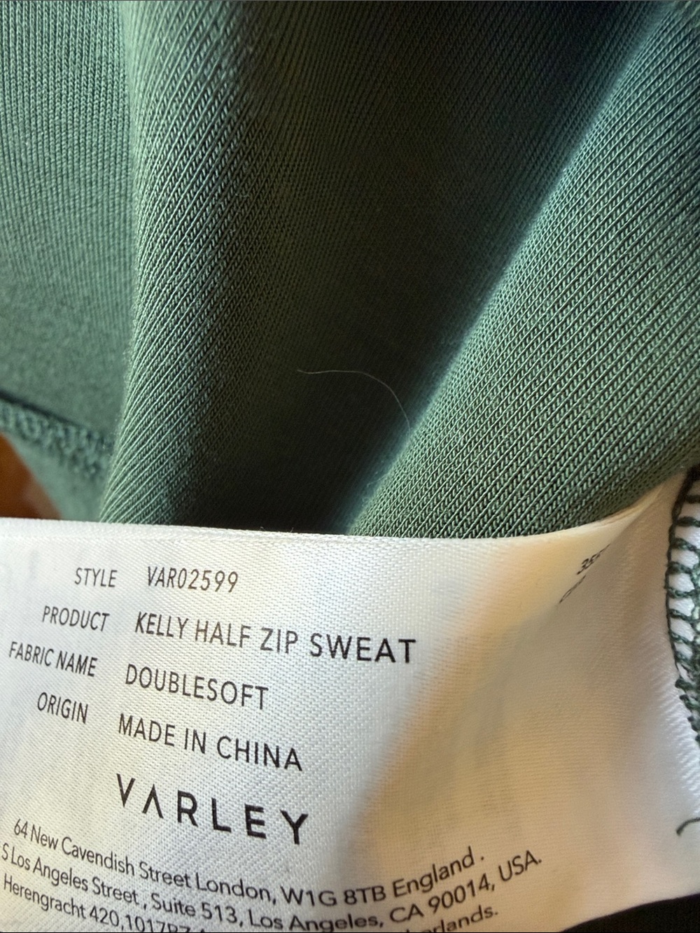 Varley Kelly Half Zip Sweat zipper top Cilantro Green size small - Picture 6 of 6